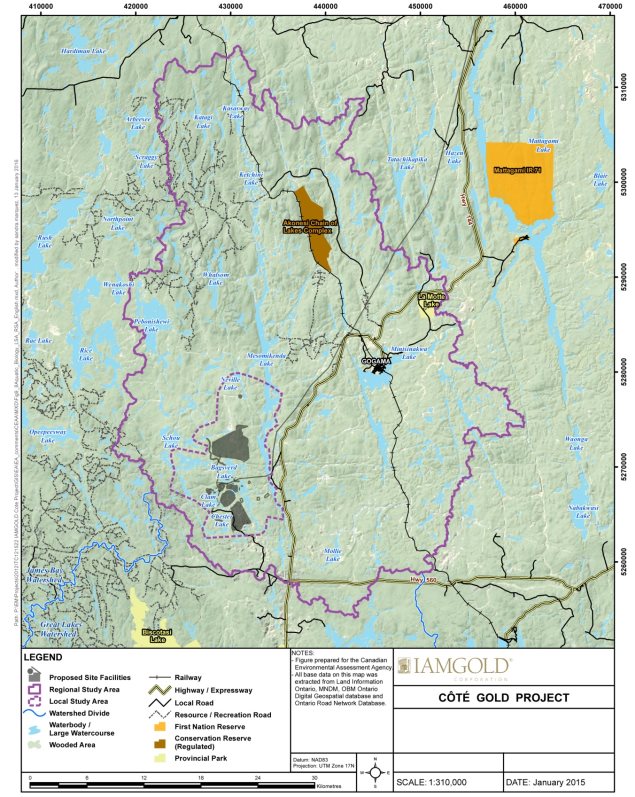 A map delineating the local and regional study areas used in the assessment of aquatic biology.