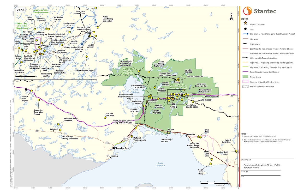 Figure 14 -  Past, existing and future physical activities situated near the Project